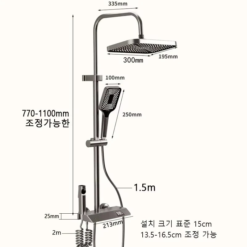 Bathroom Shower Faucet Shower Thermostat Digital Screen Water