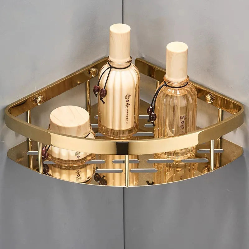 Bathroom Shelf Rose Gold Corner Shelf Shampoo Brass