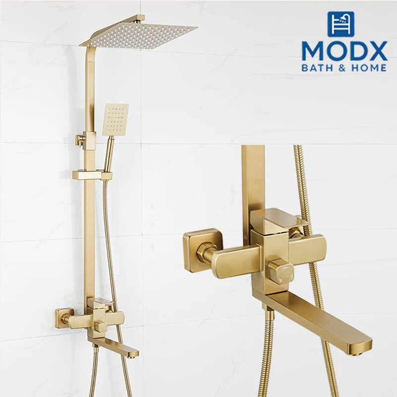 Luxury Rainfall Shower Height Adjustable 15cm Spout Bathroom