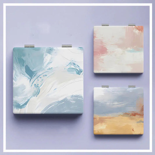 Abstract Painting Double-Sided Makeup Mirror 2x Magnifying