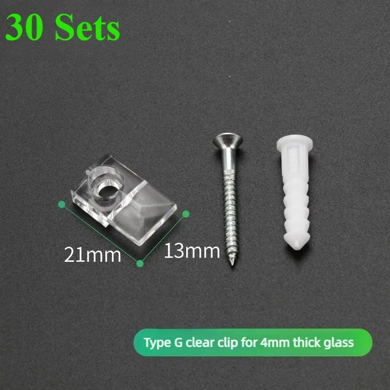 30 Sets Plastic Glass Retainer Clips Mirror Holder