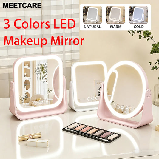 Colors Led Makeup Mirror Wireless Eversible Dimmable Touch