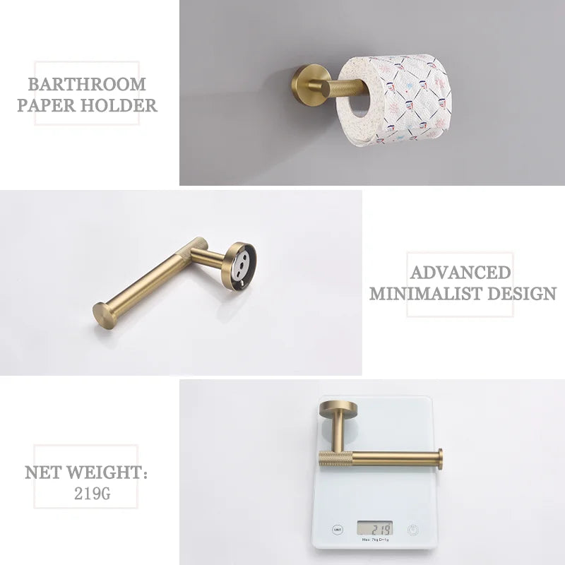 Brushed Gold Towel Bar Toilet Seat Rack Robe