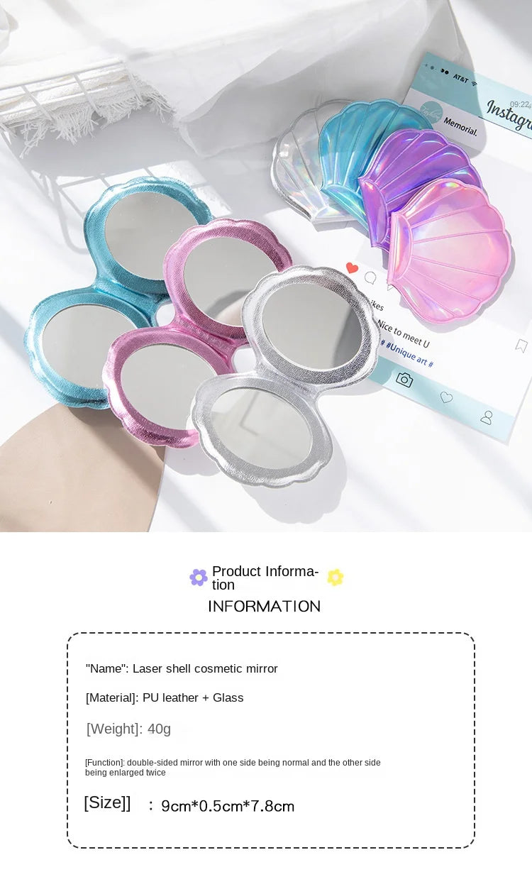 Dream Laser Color Shell Shape Makeup Mirror 2x