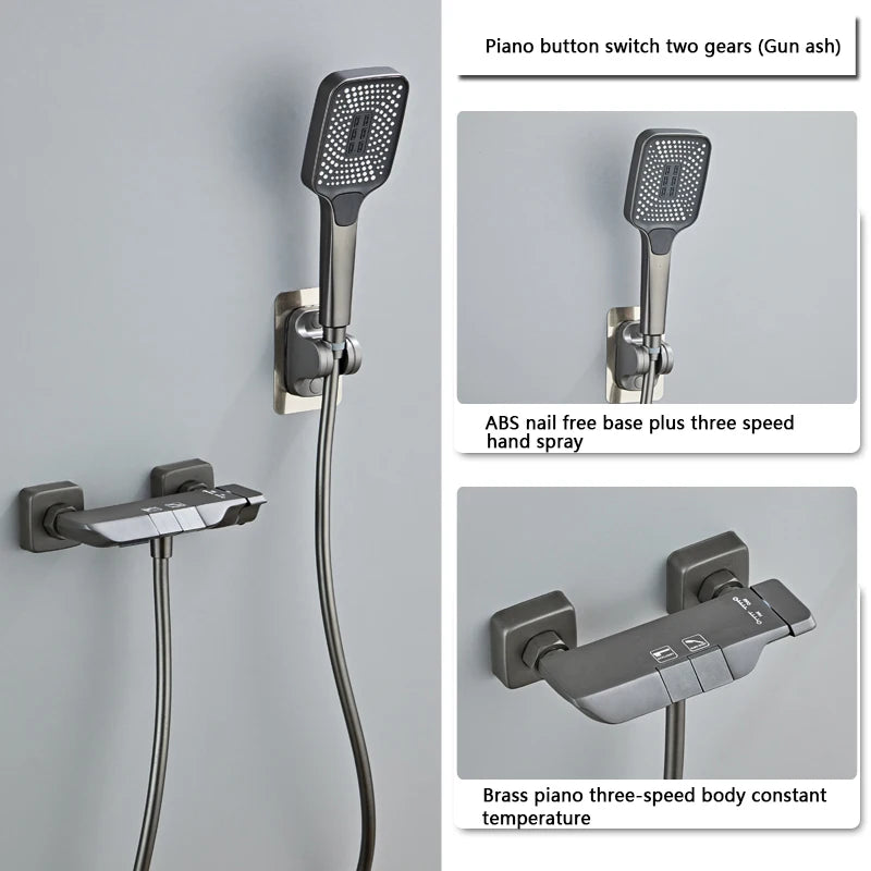 Design Gun Grey Bathroom Shower System Piano Keys
