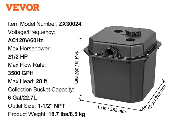 Succebuy Utility Sink Pump 1/3hp 1/2hp 120v Under-Sink