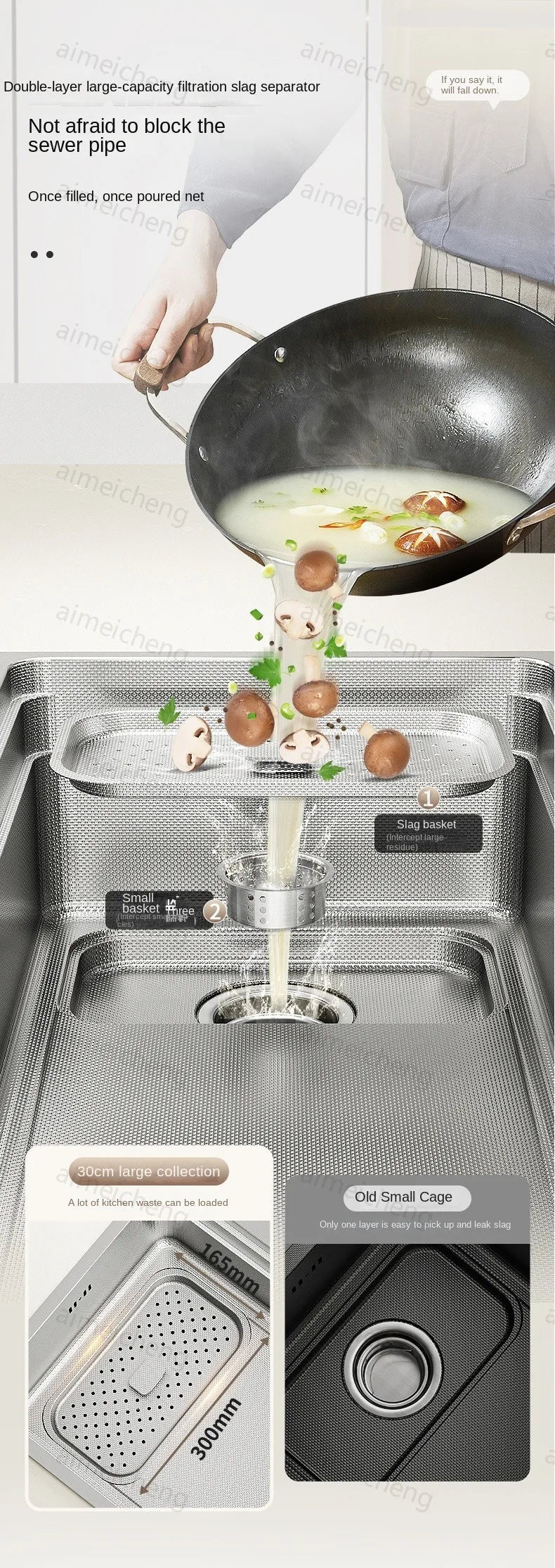 304 Stainless Steel Sink Silver Large Slot Wash