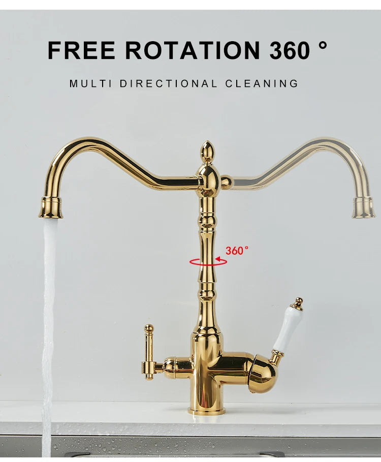 Antique Brass Faucets 360 Rotate Swivel Faucet Cold