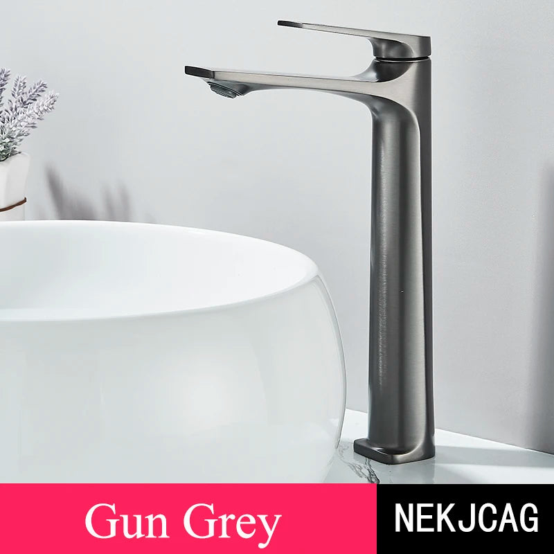 Brass Core Modern Bathroom Sink Faucet Handle Deck