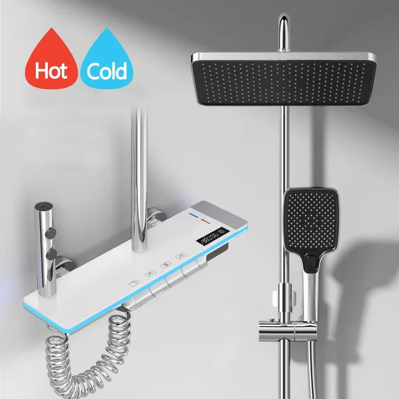 Luxury Smart Digital Temperature Shower System Bathroom Rain