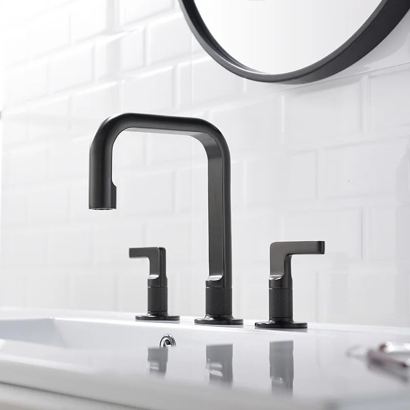 Brushed Rose Gold Widespread Basin Faucet Total Brass