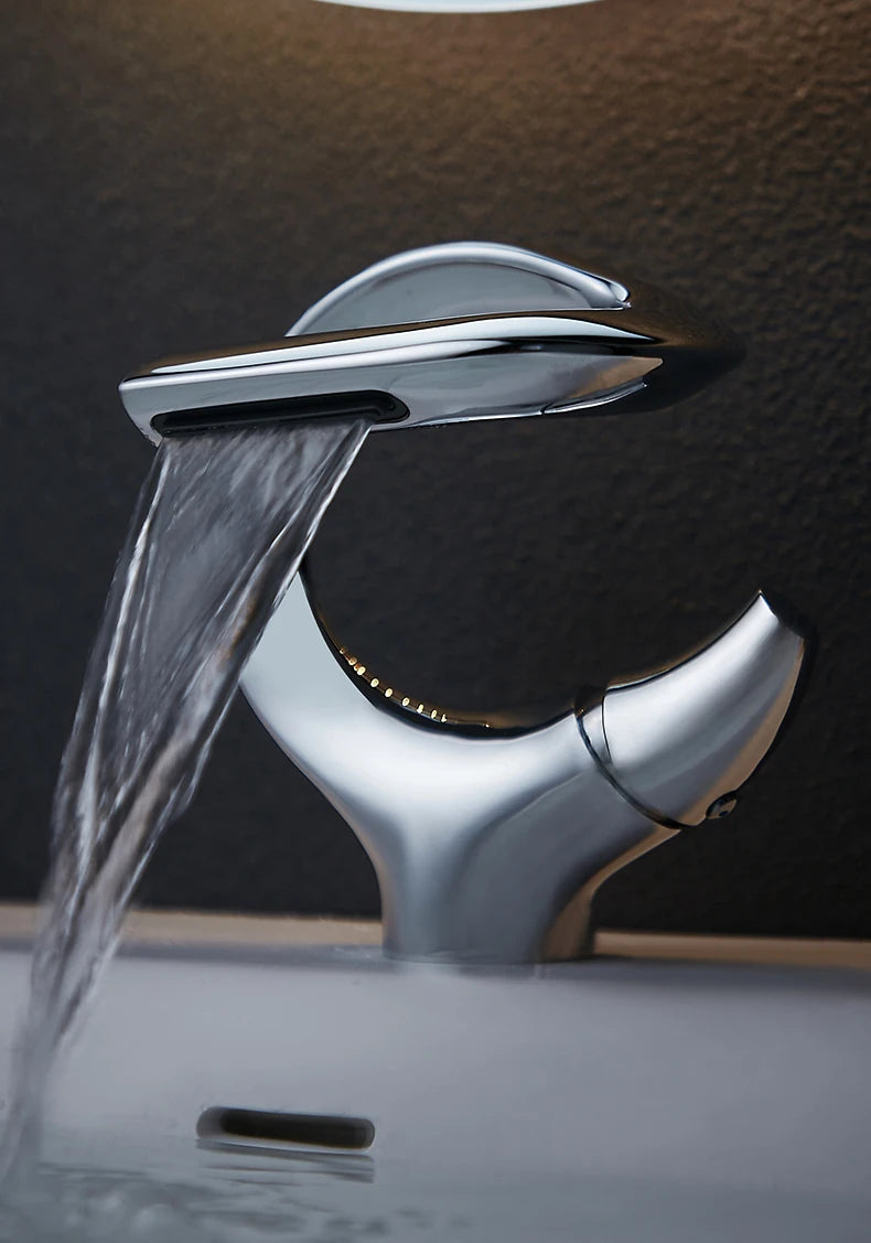 Design Basin Faucet Brass Bathroom Basin Waterfall Cold