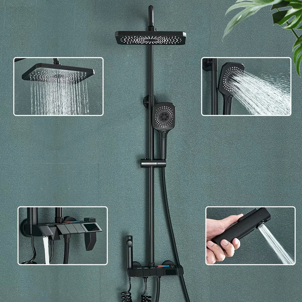 Bathroom Shower Faucet Shower Thermostat Digital Screen Water