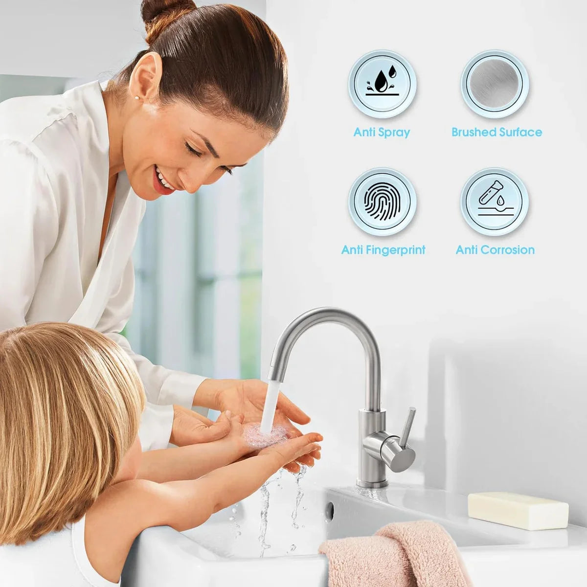 Bathroom Basin Faucet 304 Stainless Steel Cold Wash