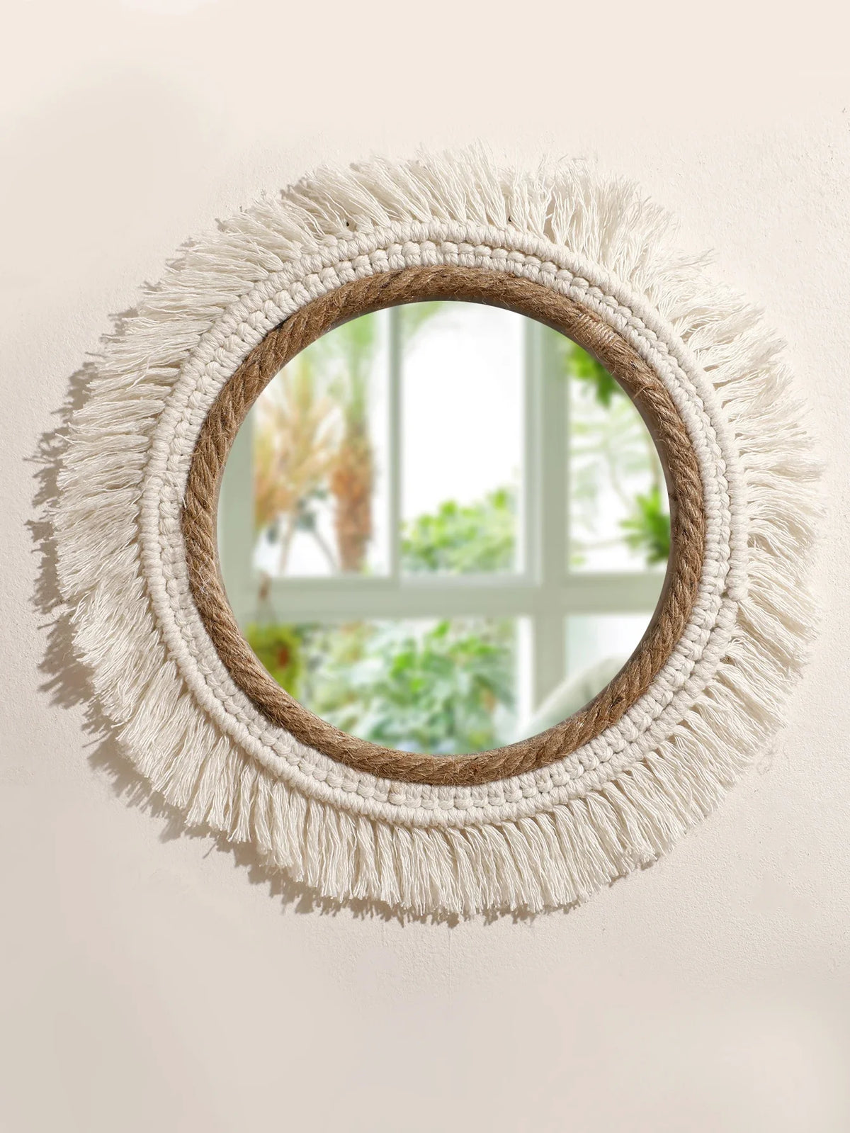 Boho Decorative Mirrors Macrame Round Mirror Aesthetic Room