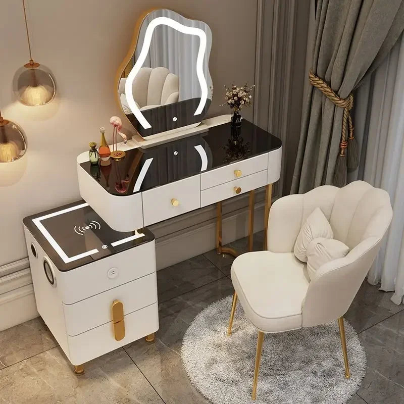 Nordic Glass Luxury Dressing Table Smart Wireless Charging