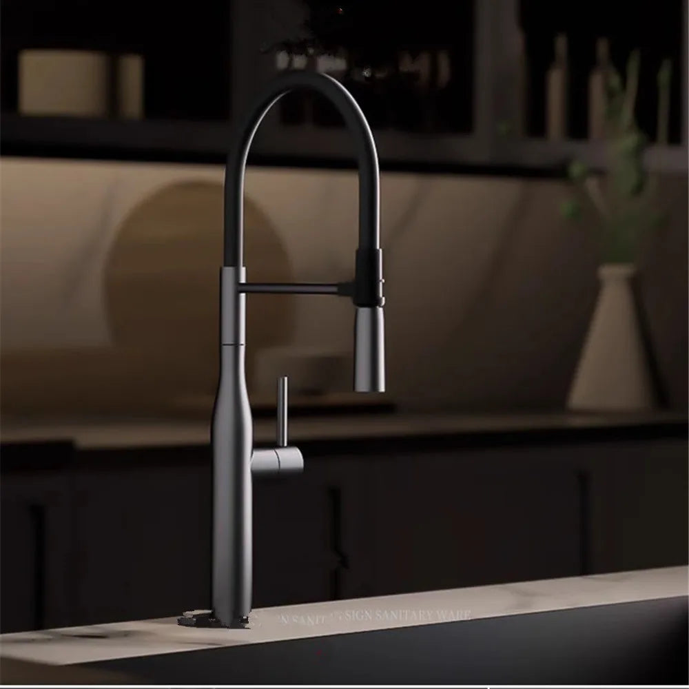 Brushed Gold Pull Out Faucet Gray Pull Out