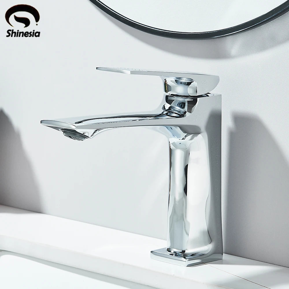 Brass Core Modern Bathroom Sink Faucet Handle Deck