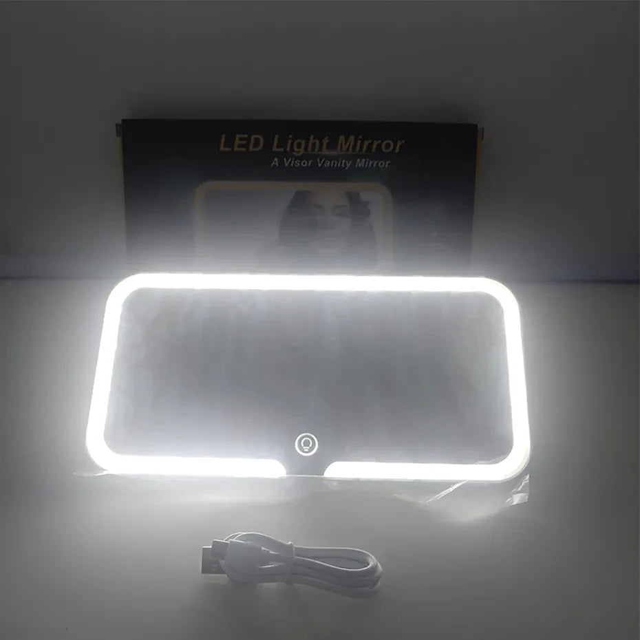 Seametal Car Led Makeup Mirror 3-Color Brightness Dimmable