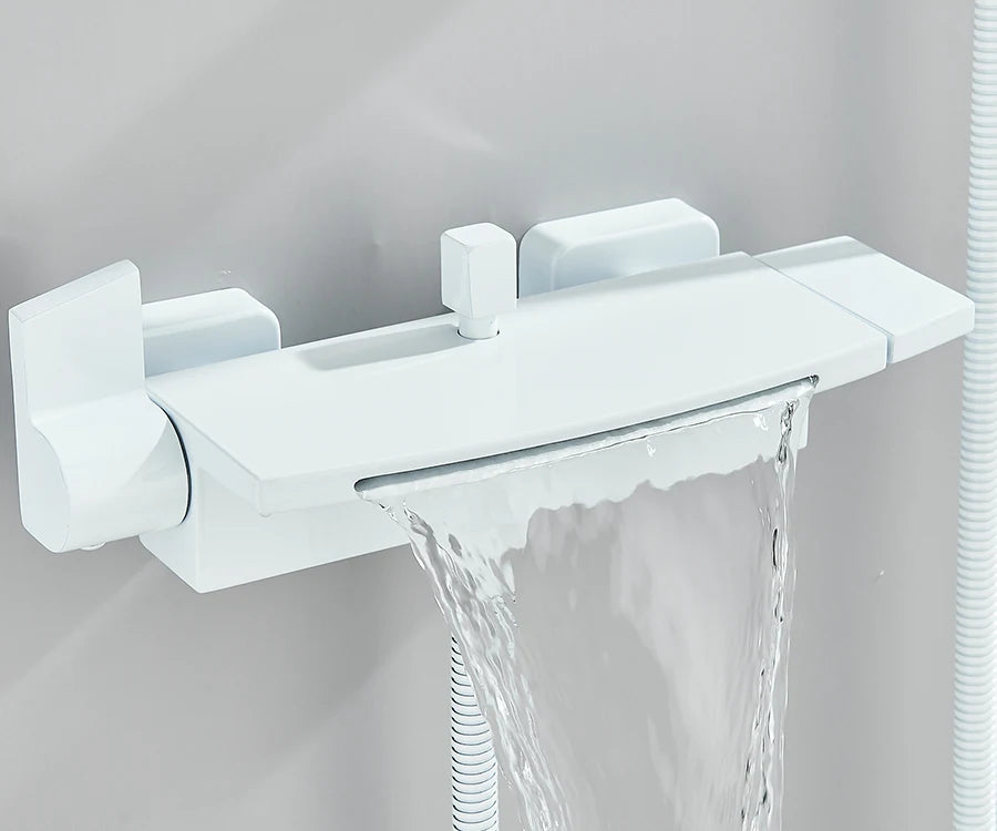 Black Waterfall Bathtub Shower Faucets Wall Mount Shower