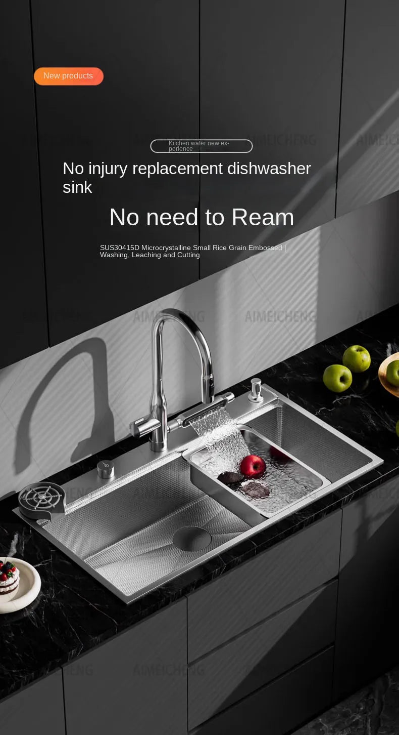 Digital Display Fly Rain Waterfall Large Sink 304