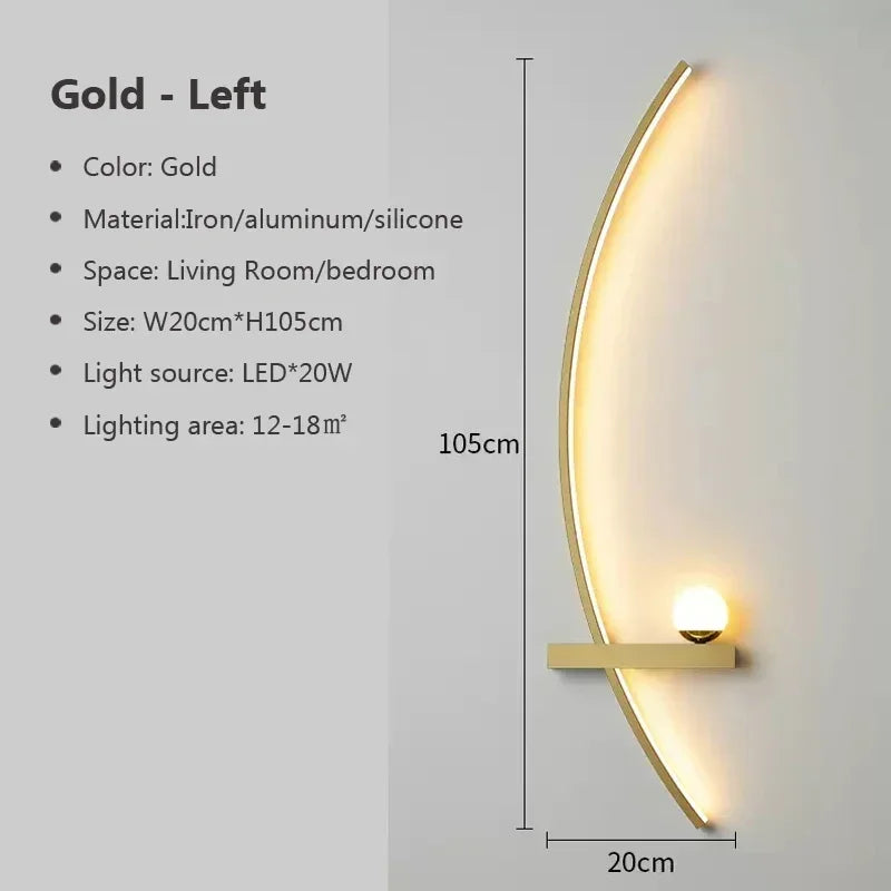 Modern Led Simple Art Bedroom Bedside Wall Lamp