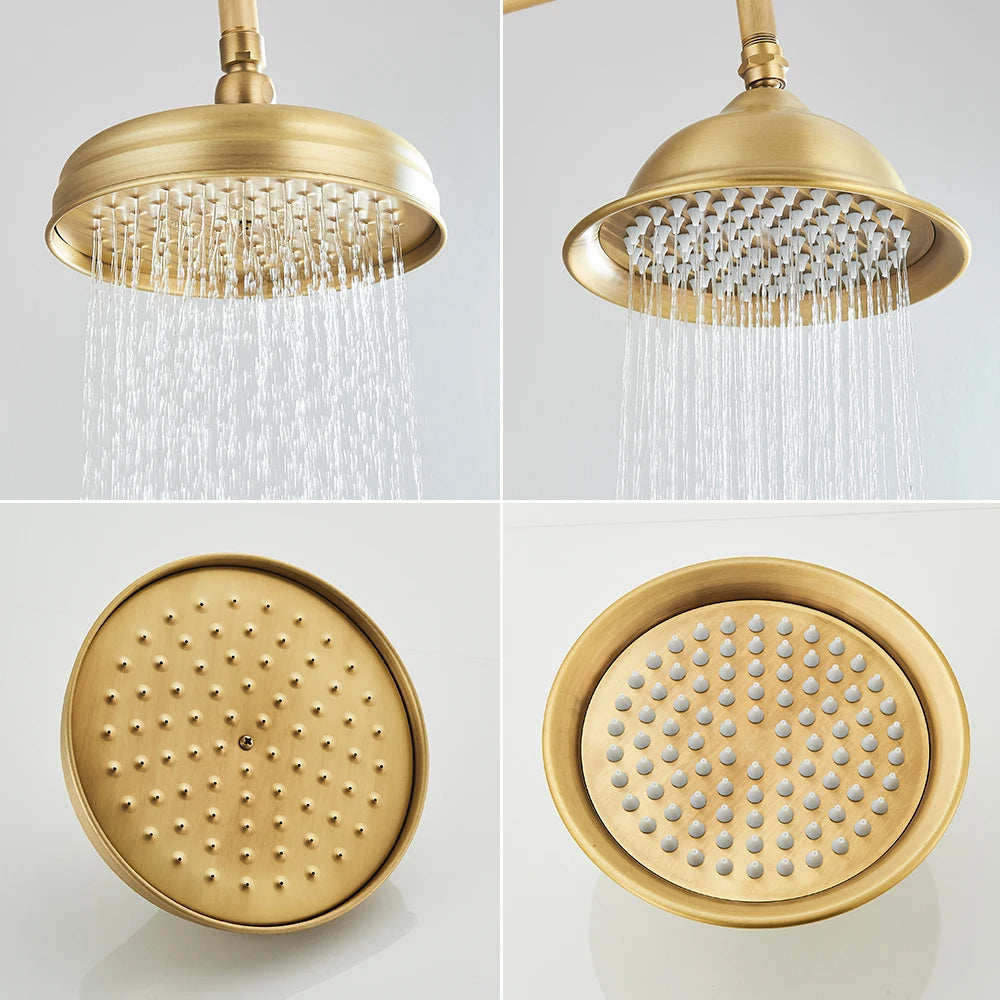 Poiqihy Brass Golden Rainfall Shower Head Shower Faucet