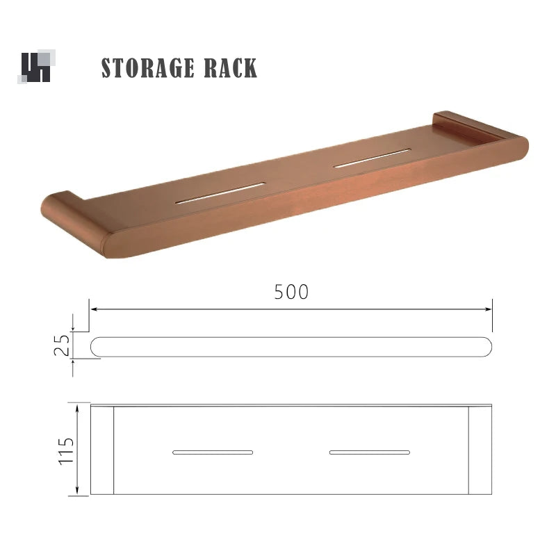Rose Gold Bathroom Wall Mount Shelf Toilet Bath