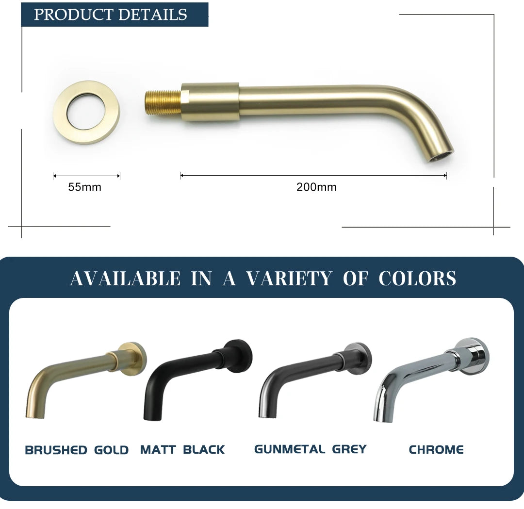 Brass Brushed Gold Mixer Faucet Wall-Mounted Round Square