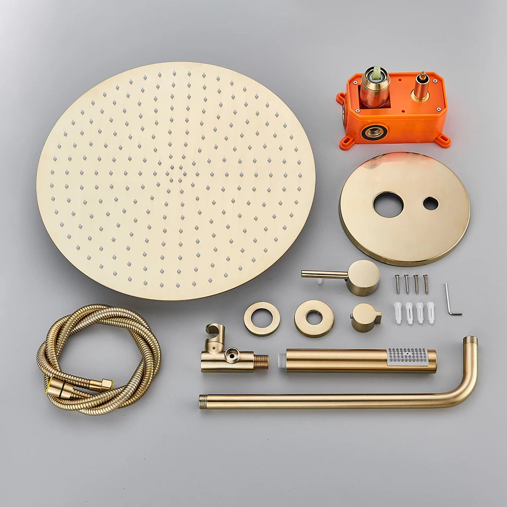 Brushed Gold Shower Faucet Embedded In Ways Shower