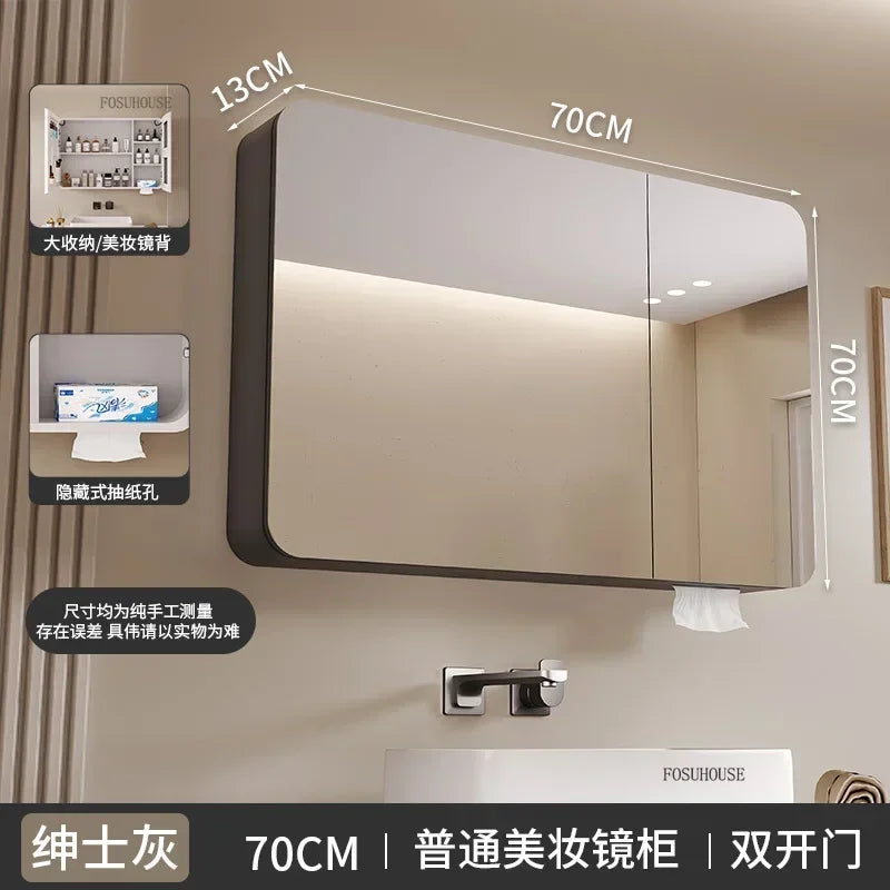 Minimalist Modern Arc-Shaped Smart Bathroom Mirror Cabinets