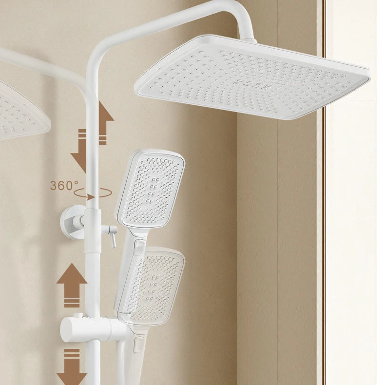 White Thermostatic Bathroom Shower 12 Inch Square Rain