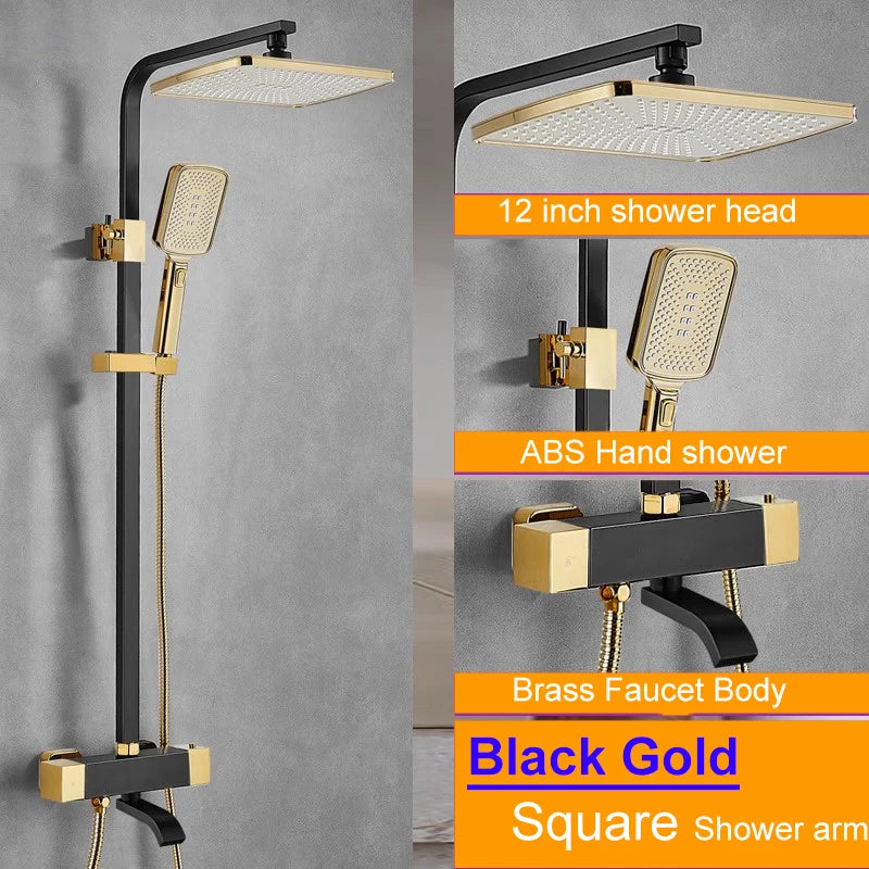 White Thermostatic Bathroom Shower 12 Inch Square Rain