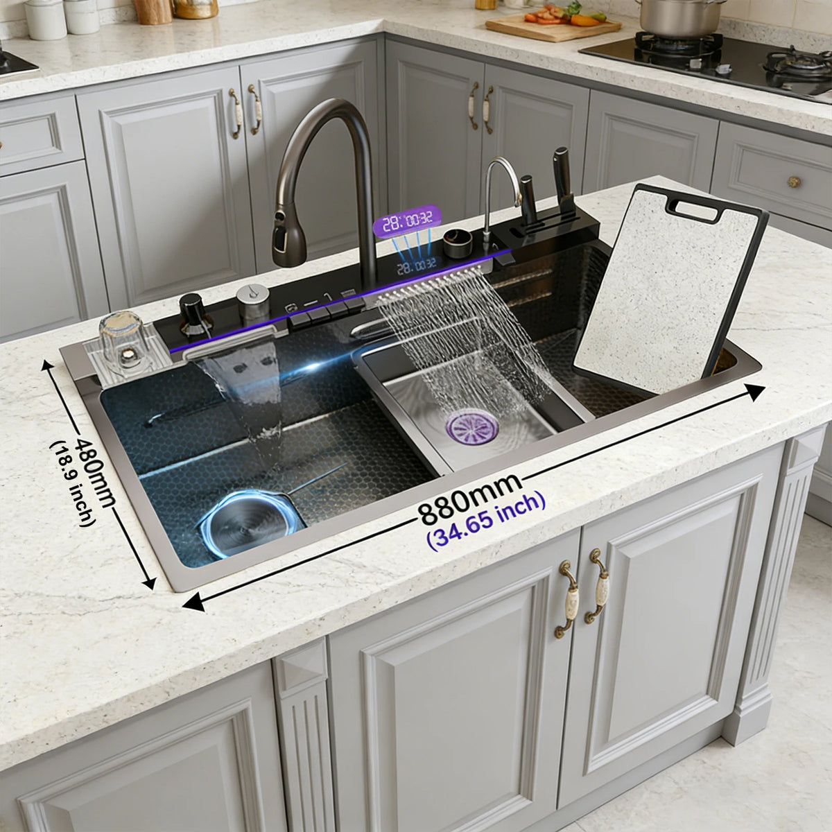 Gold Stainless Steel Sink Scratch Wear Resistant Wash