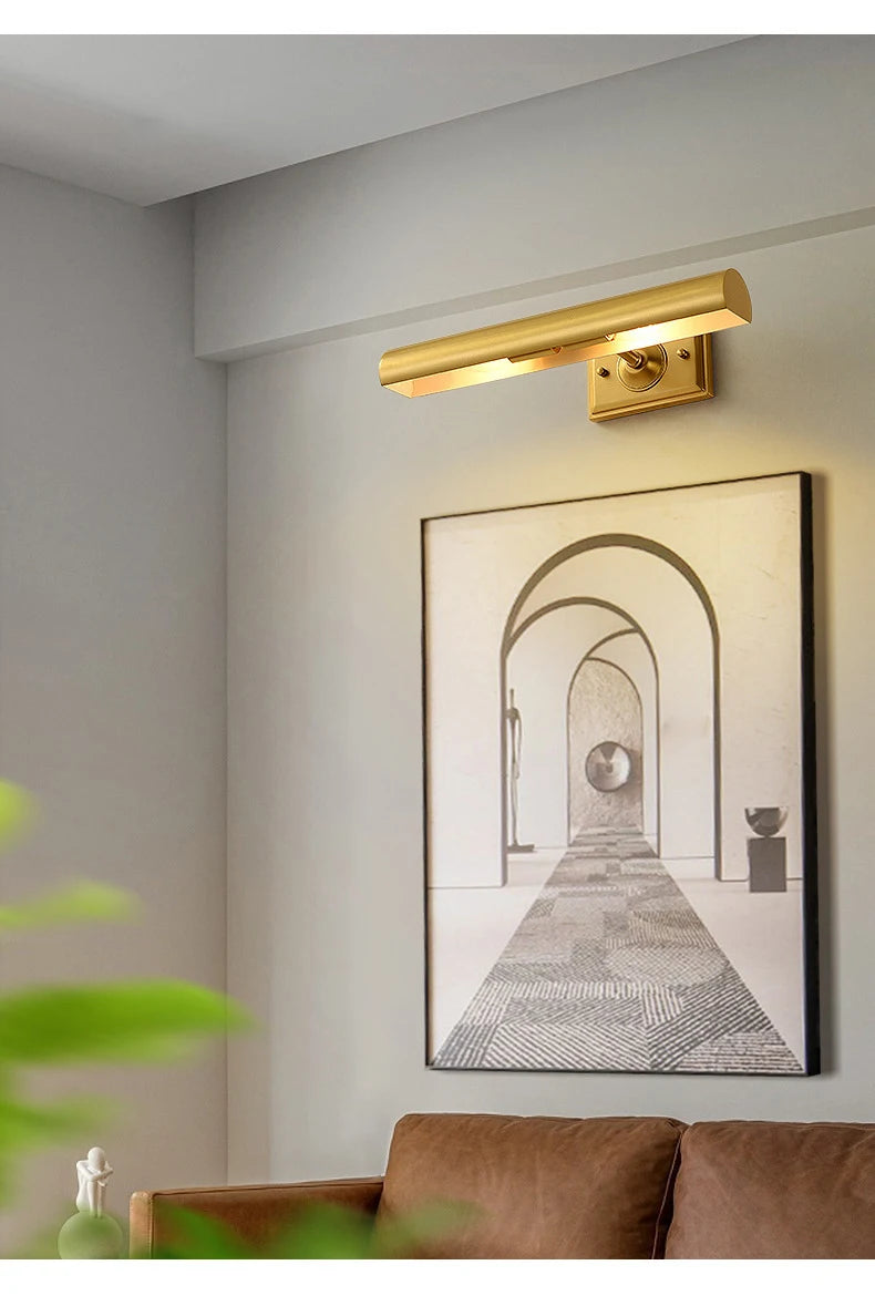 Brass Mirror Front Light Retro Bathroom Vanity Wall