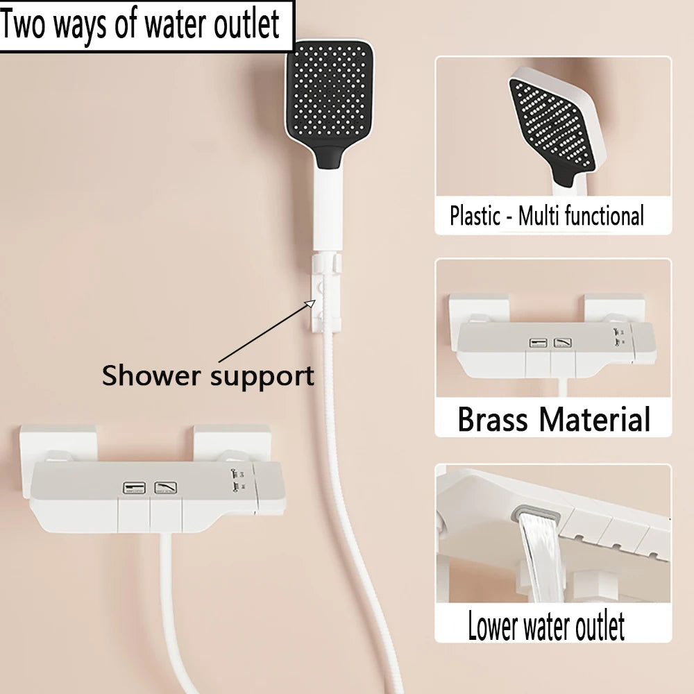 Wall Mounted Bathtub Faucet Multi-Functional Brass Body Height