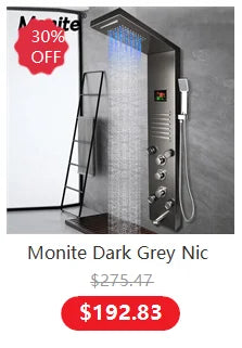 Monite Rainfall Shower Faucet Brushed Nickel Bathroom Shower