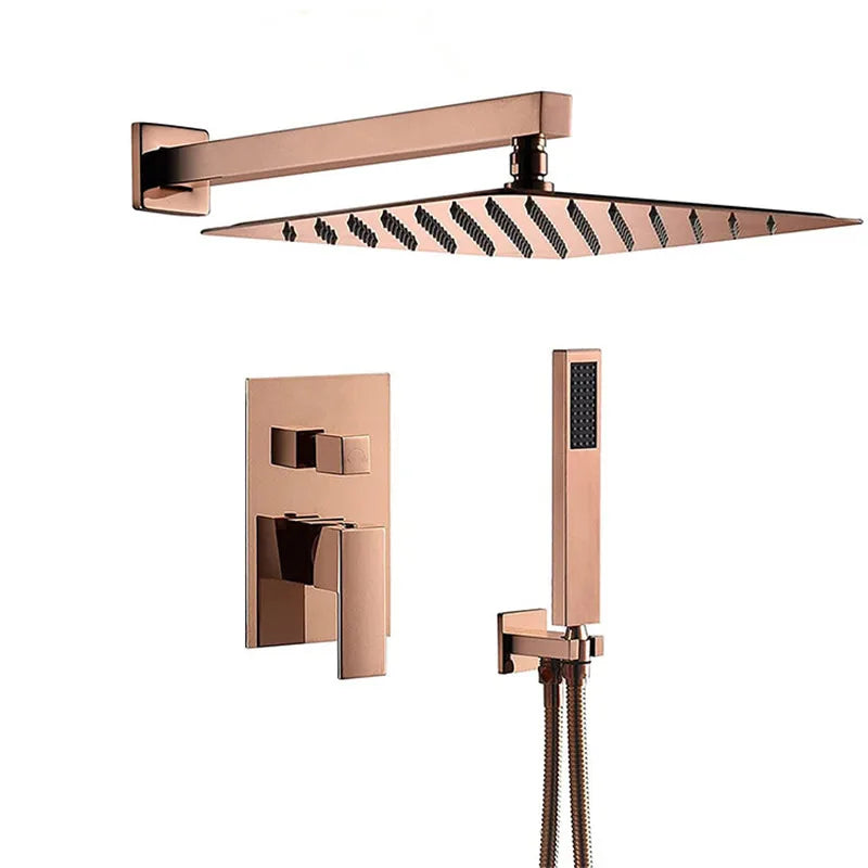Tuqiu Bathroom Shower Rose Gold Square Rainfall Shower