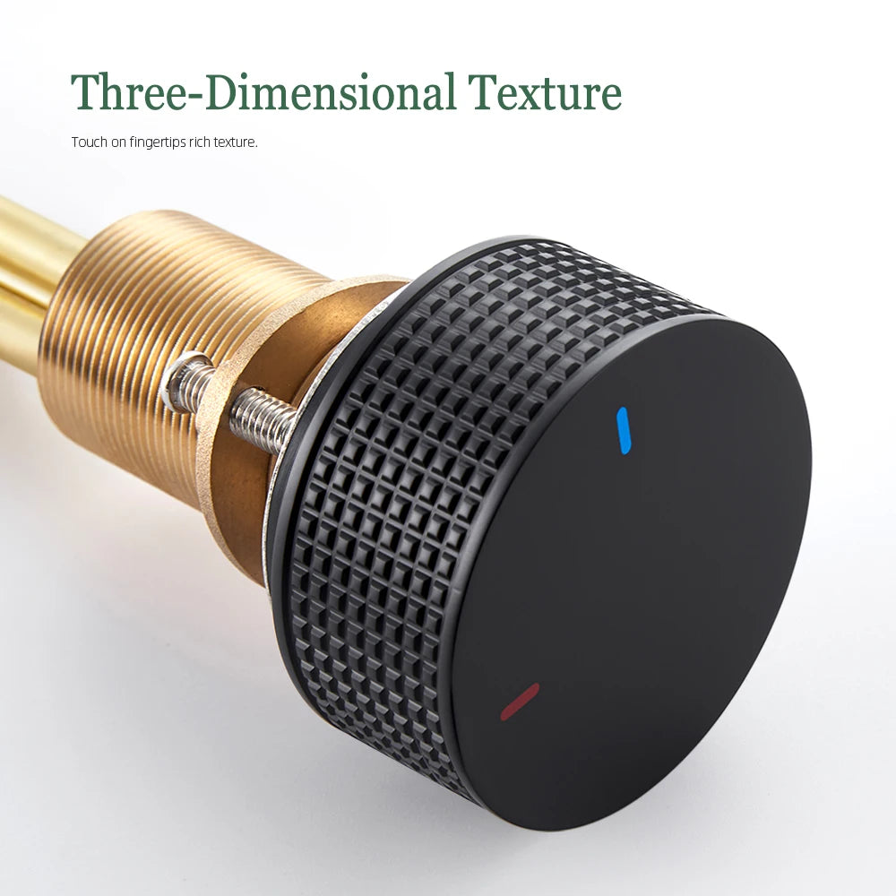 Matte Black Basin Faucet Knurled Knob Sink Tap