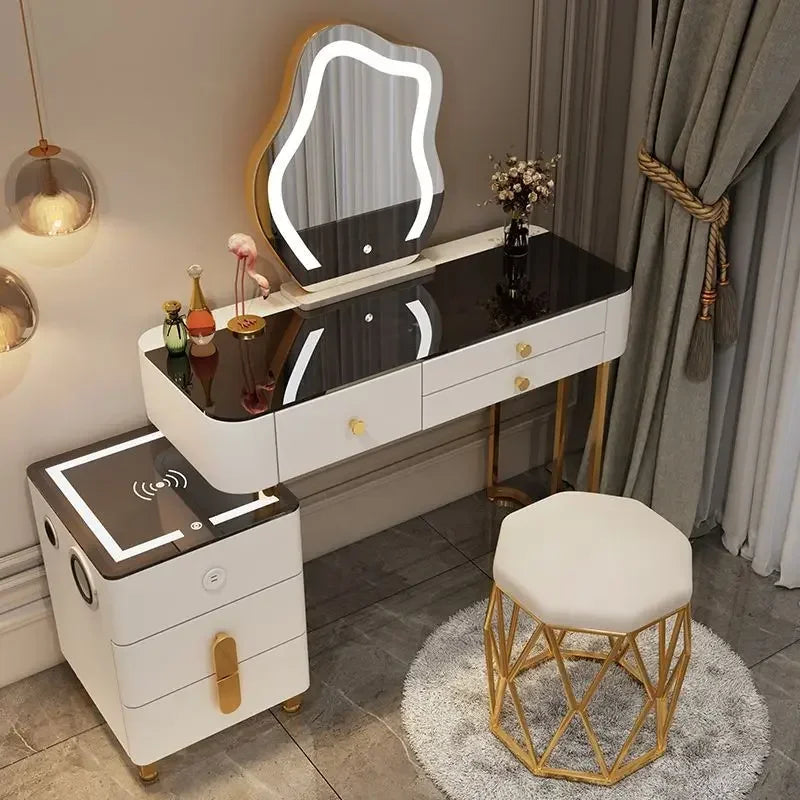 Nordic Glass Luxury Dressing Table Smart Wireless Charging