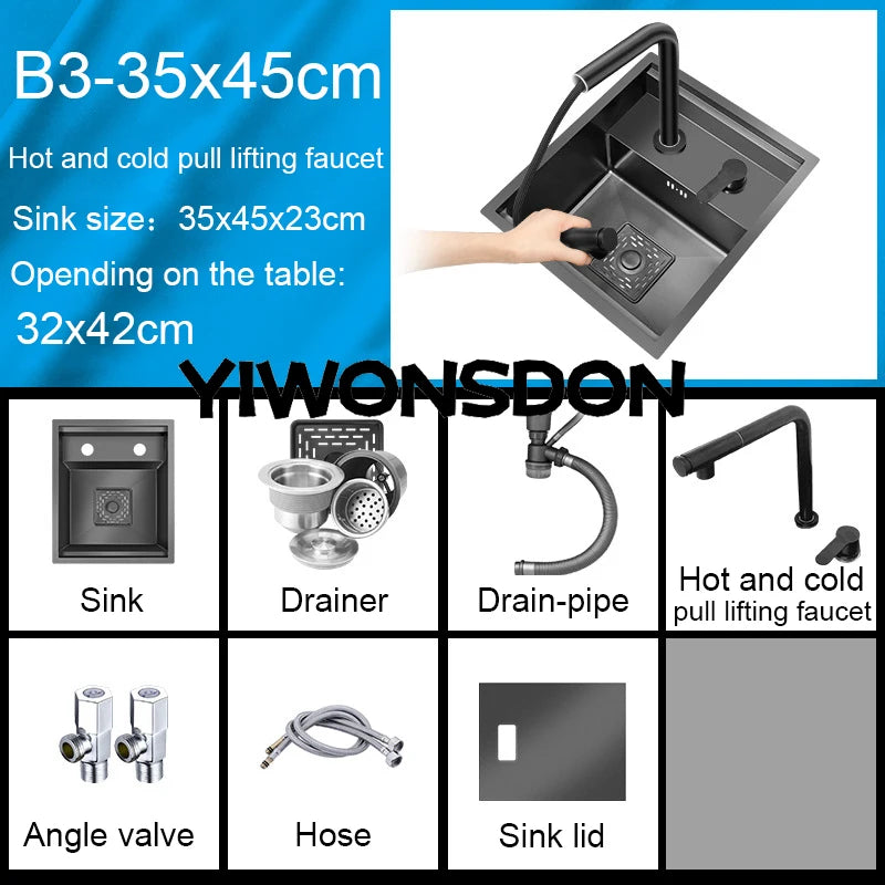Nano Hidden Bar Sink Black Folding Faucet Mini