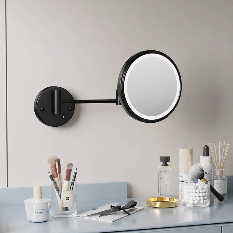 Rechargeable Led Folding Bathroom Makeup Mirror Wall Mounted