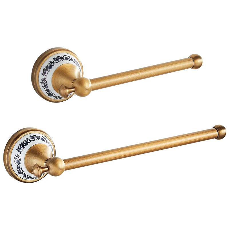 Antique Brass 2pc Bathroom Bronze Dispenser Towel Rod