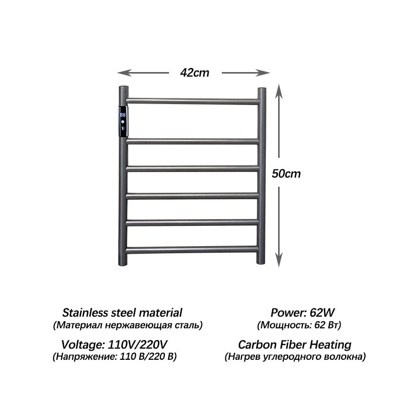 Stainless Steel Electric Heated Towel Rack Touch Screen