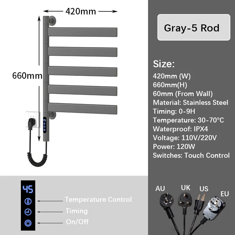 Bathroom Fast Dry Electric Towel Rack Smart Temperature