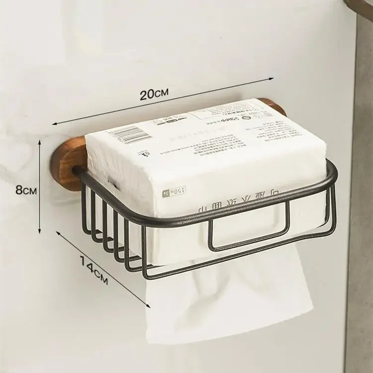 Walnut Wood Black Bathroom Hardware Bathroom Towel Rack