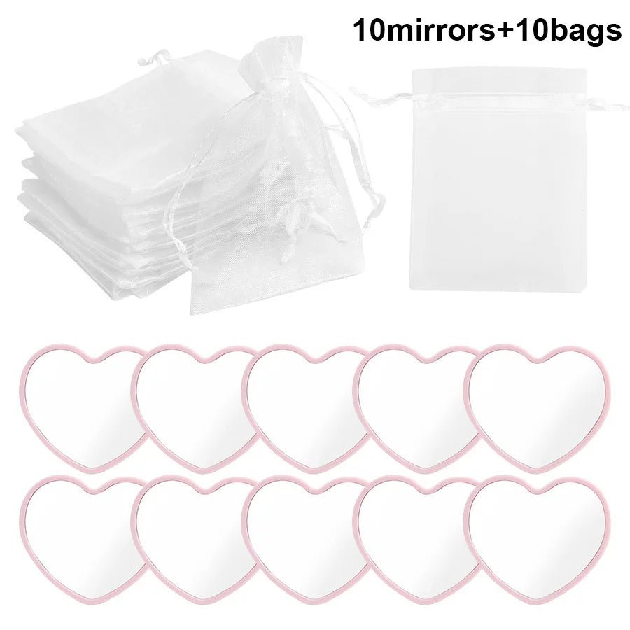 20pcs Gift - Pink Heart-Shaped Compact Vanity Mirrors