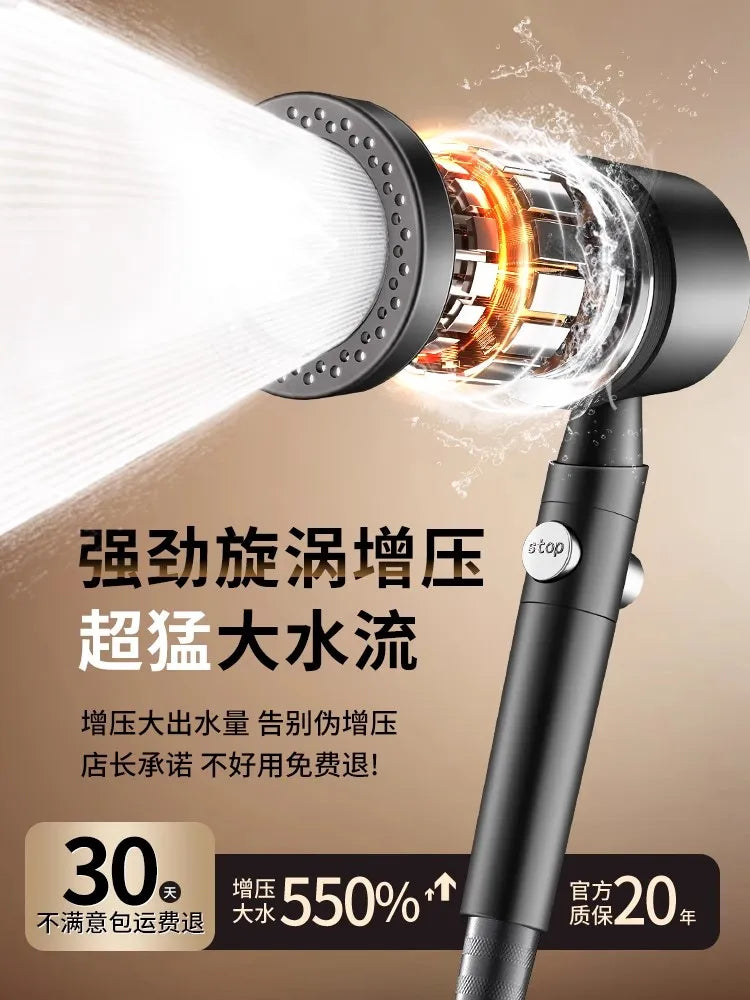 Large Panel Black High Pressure Shower Head Modes