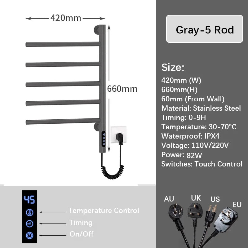 Bathroom Fast Dry Electric Towel Rack Smart Temperature