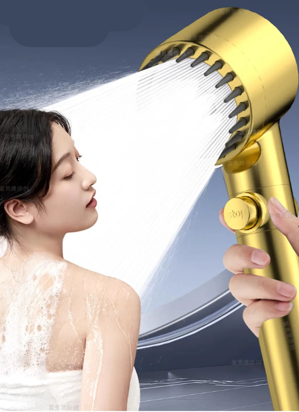 High Pressurized Filter Gold Shower Head Modes Adjustable